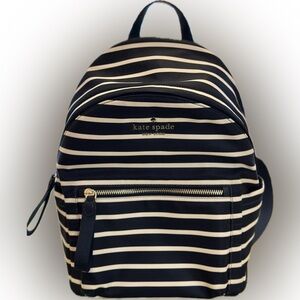 KATE SPADE CHELSEA NYLON MEDIUM STRIPED BACKPACK NAVY BLUE WHITE TOTE BAG PURSE